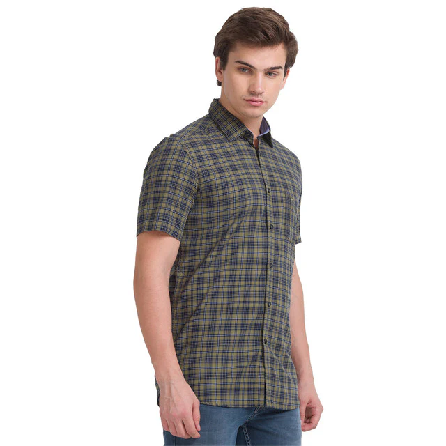 Parx Green Checks Slim Fit Cotton Casual Shirt - Image 2