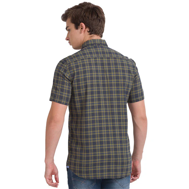Parx Green Checks Slim Fit Cotton Casual Shirt - Image 4