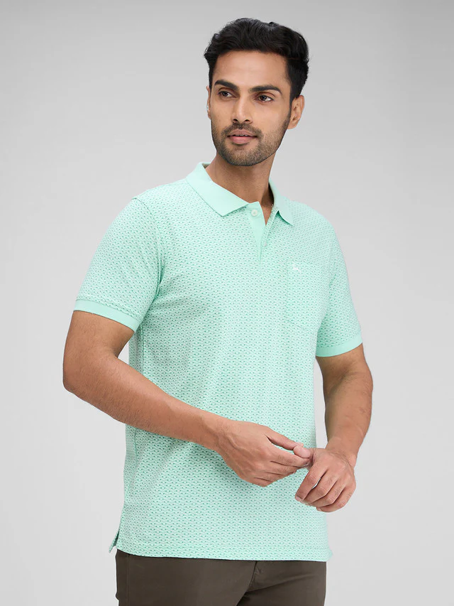 Parx Green Printed Regular Fit Cotton T-Shirt - Image 2