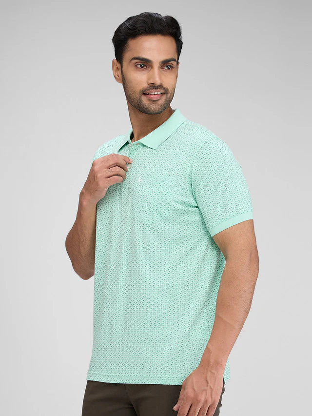 Parx Green Printed Regular Fit Cotton T-Shirt - Image 3