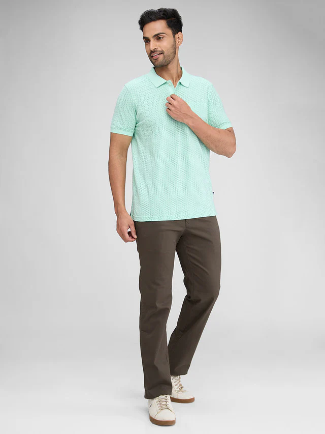 Parx Green Printed Regular Fit Cotton T-Shirt - Image 5