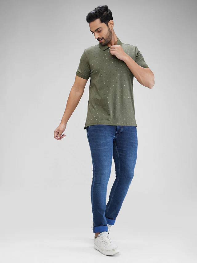 Parx Green Printed Regular Fit Cotton T-Shirt - Image 5