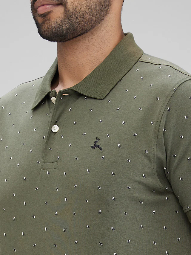 Parx Green Printed Regular Fit Cotton T-Shirt - Image 6