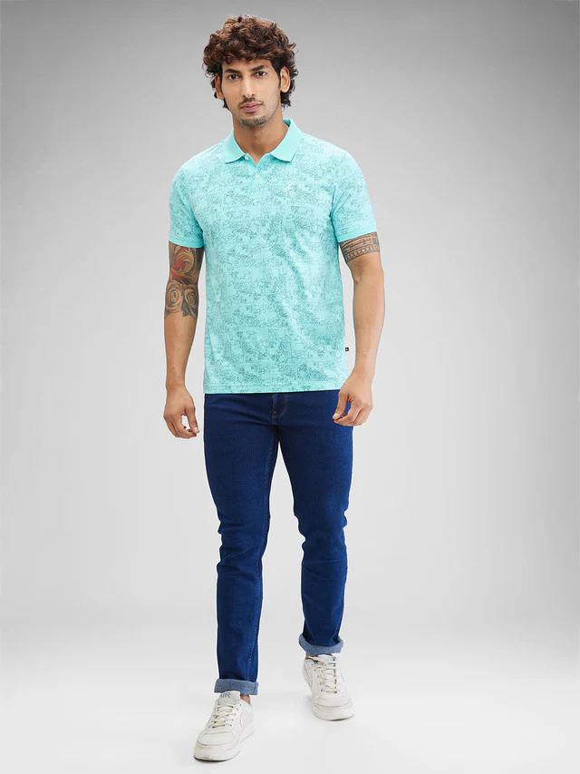 Parx Green Printed Regular Fit Cotton T-Shirt - Image 5