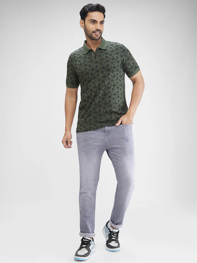Parx Green Printed Regular Fit Cotton T-Shirt - Image 5