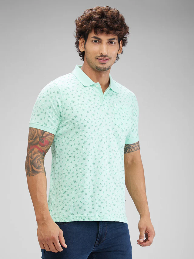 Parx Green Printed Regular Fit Cotton T-Shirt - Image 2