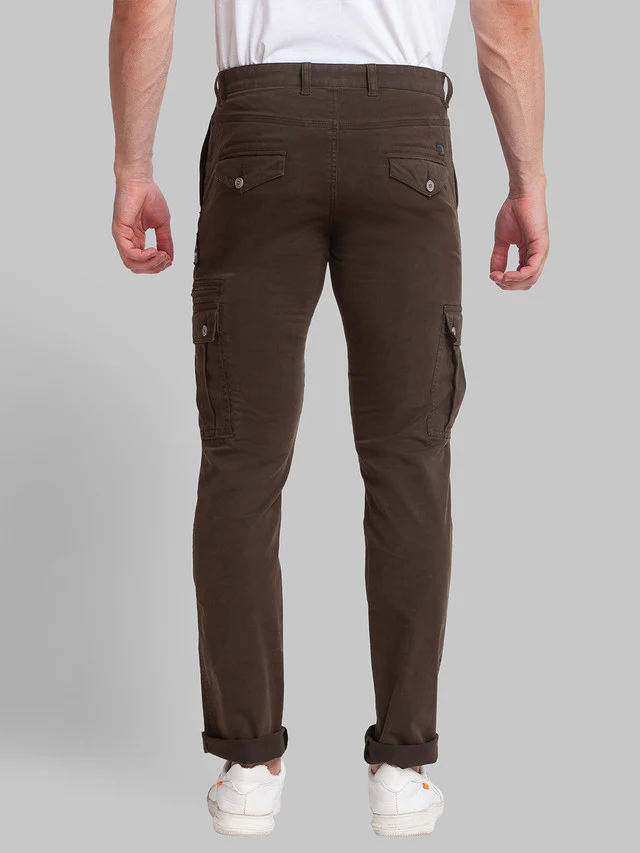 Parx Green Solid Low Rise Tapered Fit Cotton Blend Trouser - Image 4