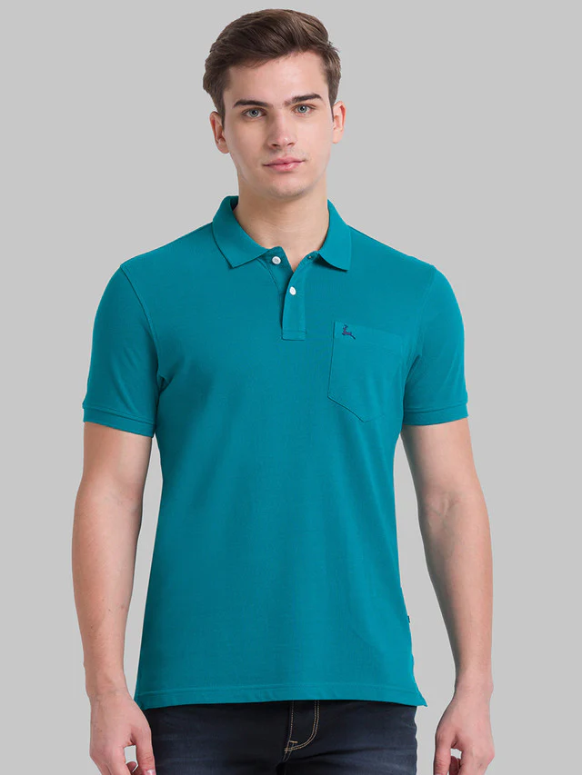 Parx Green Solid Regular Fit Cotton T-Shirt