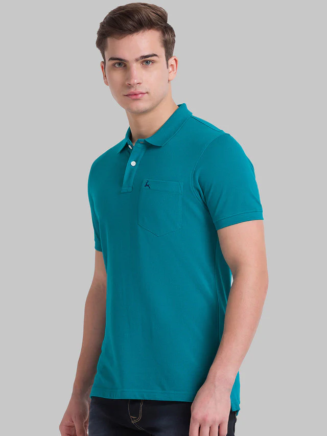 Parx Green Solid Regular Fit Cotton T-Shirt - Image 3