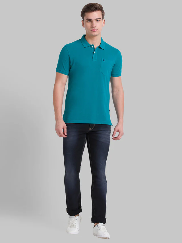 Parx Green Solid Regular Fit Cotton T-Shirt - Image 5