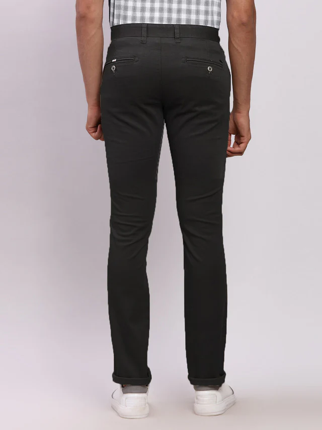 Parx Green Solid Super Slim Fit Cotton Blend Trouser - Image 4