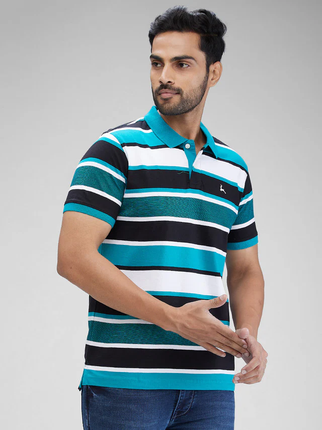 Parx Green Yarn Dyed Regular Fit Cotton T-Shirt - Image 2