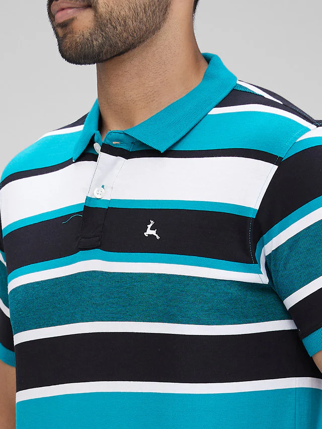 Parx Green Yarn Dyed Regular Fit Cotton T-Shirt - Image 6