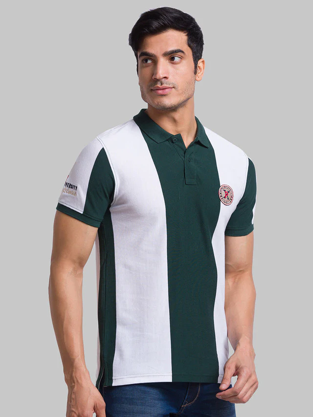 Parx Green Yarn Dyed Regular Fit Half Sleeve Cotton T-Shirt - Image 2
