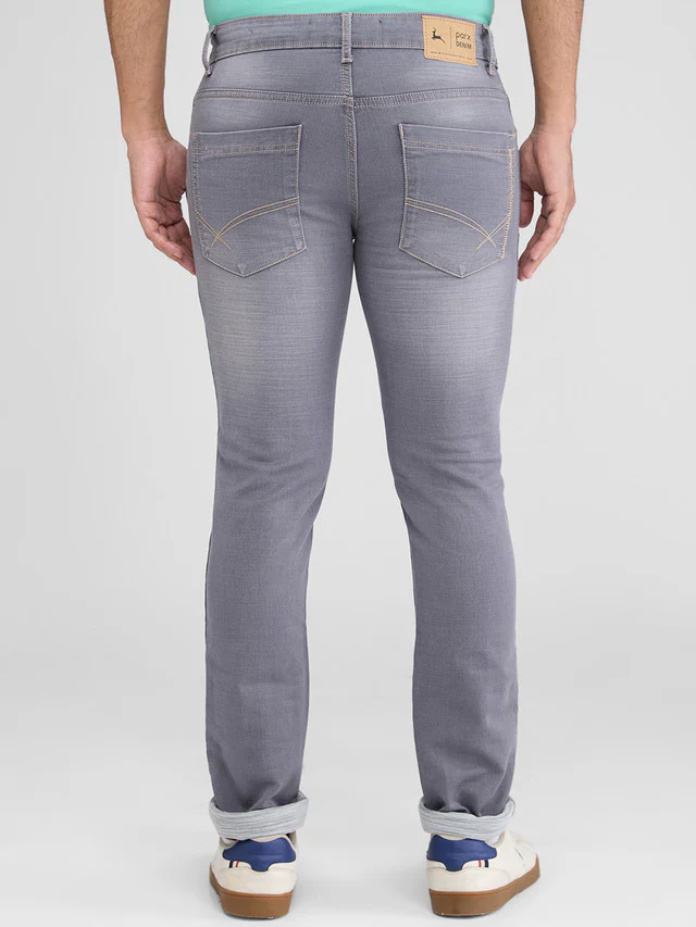 Parx Men Grey Low Rise Tapered Fit Knitted Jeans - Image 4