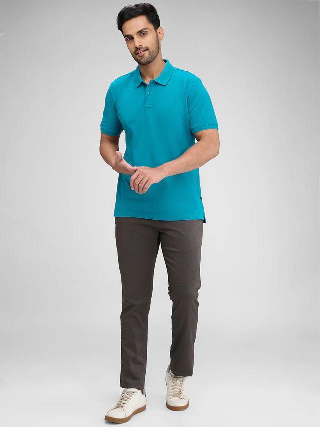 Parx Grey Printed Low Rise Tapered Fit Cotton Blend Trouser - Image 5