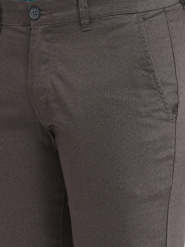 Parx Grey Printed Low Rise Tapered Fit Cotton Blend Trouser - Image 6