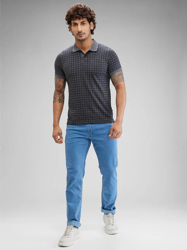 Parx Grey Printed Regular Fit Cotton T-Shirt - Image 6
