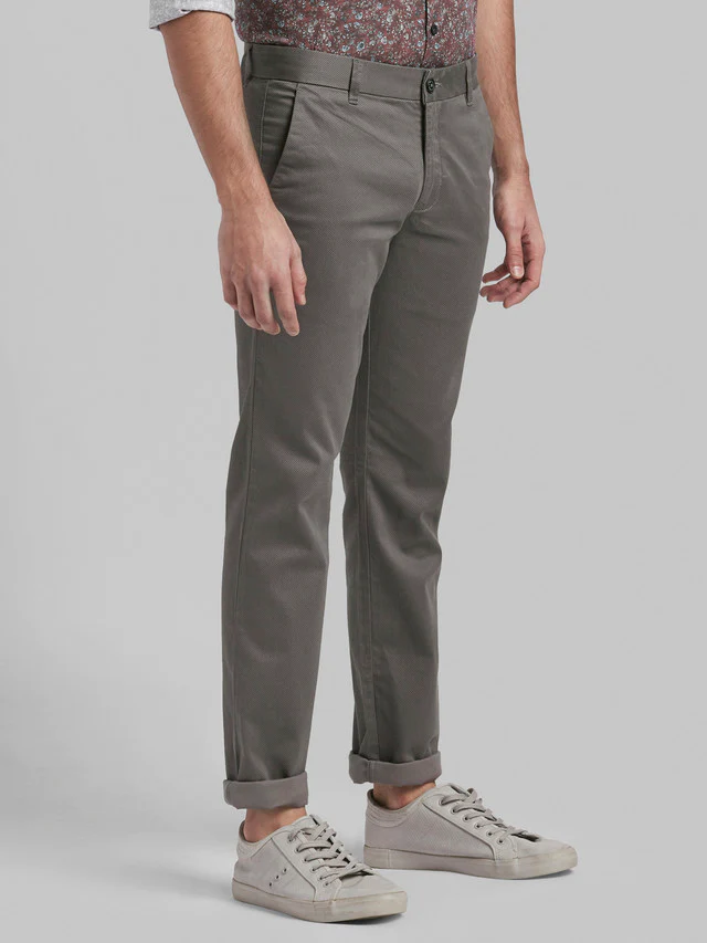Parx Grey Printed Super Slim Fit Cotton Blend Trouser - Image 2