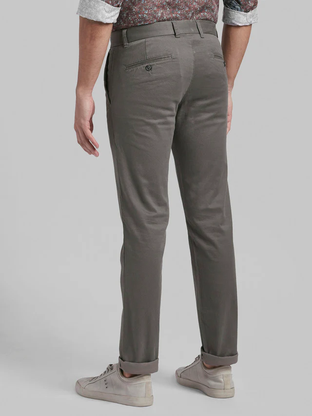 Parx Grey Printed Super Slim Fit Cotton Blend Trouser - Image 4