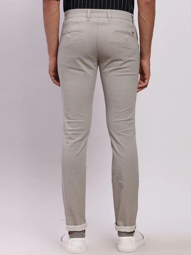 Parx Grey Solid Super Slim Fit Cotton Blend Trouser - Image 4