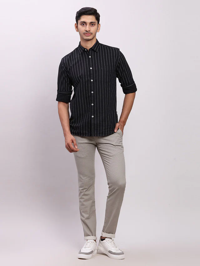 Parx Grey Solid Super Slim Fit Cotton Blend Trouser - Image 5