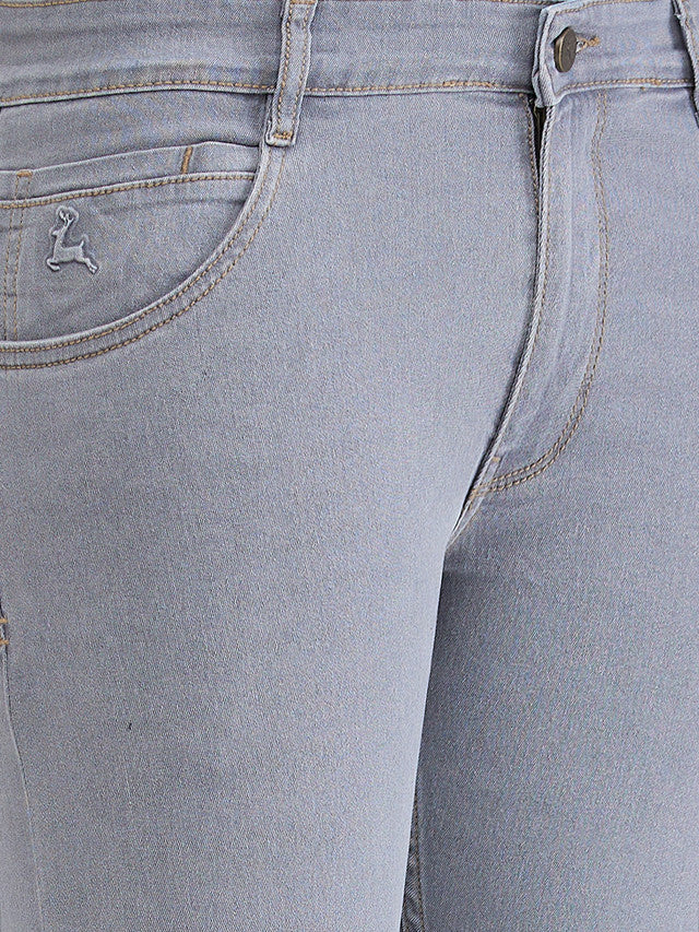 Parx Grey Twill Slim Tapered Fit Cotton Blend Jeans - Image 6