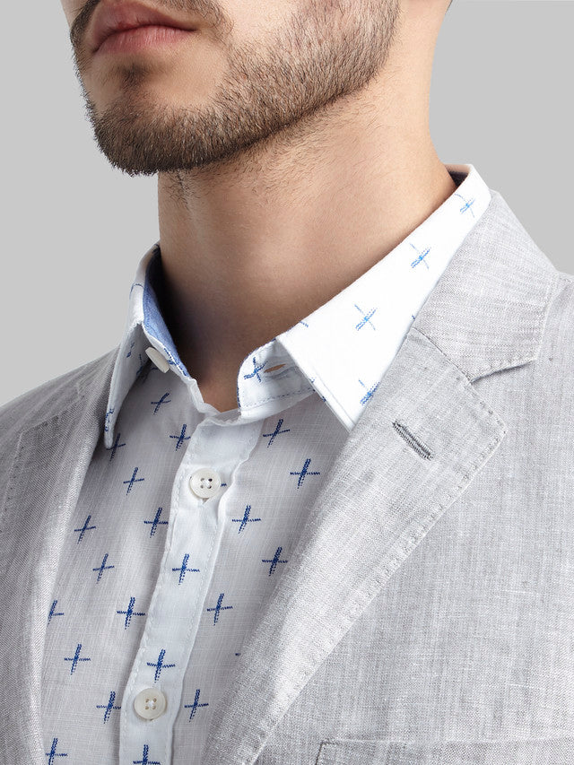 Parx Grey Yarn Dyed Urban Fit Linen Blazer - Image 6