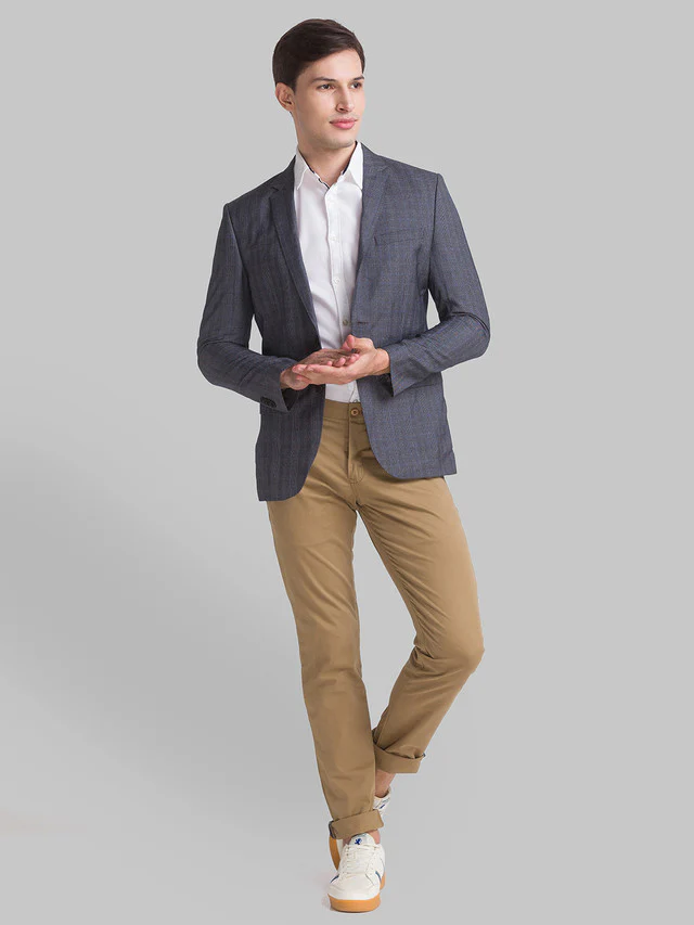 Parx Grey Yarn Dyed Urban Fit Terylene Blend Blazer - Image 5