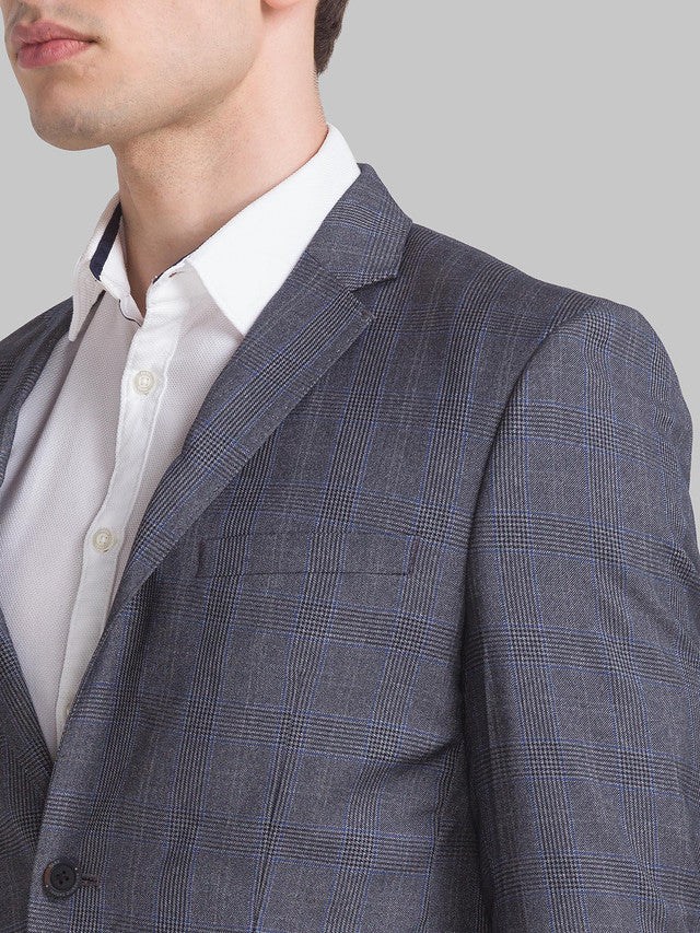 Parx Grey Yarn Dyed Urban Fit Terylene Blend Blazer - Image 6