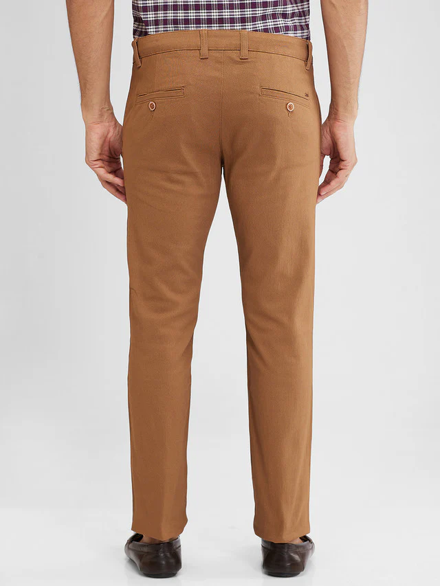 Parx Khaki Printed Super Slim Fit Cotton Blend Trouser - Image 4