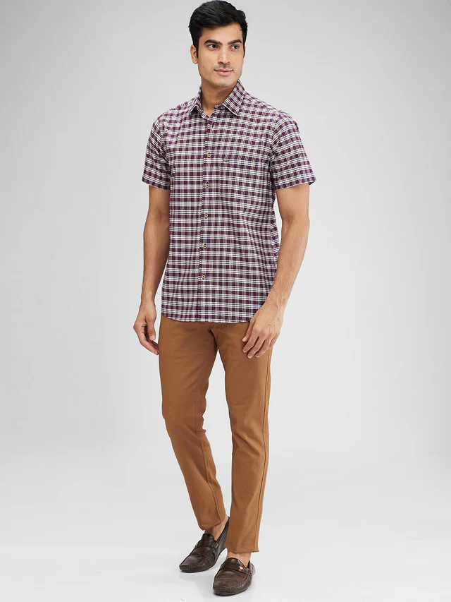 Parx Khaki Printed Super Slim Fit Cotton Blend Trouser - Image 5