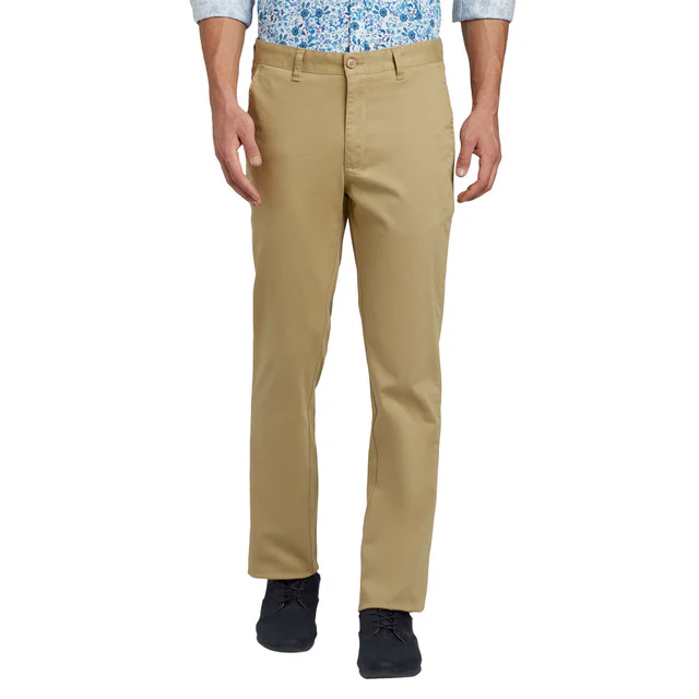 Parx Khaki Solid Slim Fit Cotton Blend Trouser