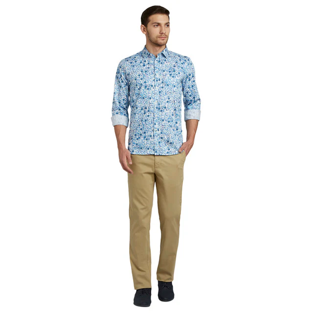 Parx Khaki Solid Slim Fit Cotton Blend Trouser - Image 5