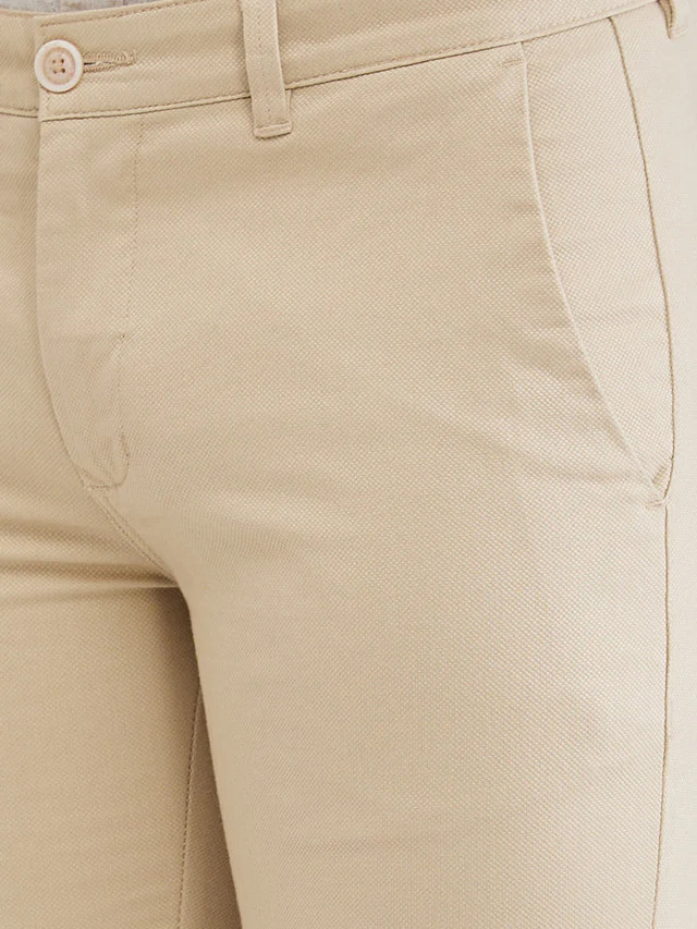 Parx Khaki Solid Super Slim Fit Cotton Blend Trouser - Image 6