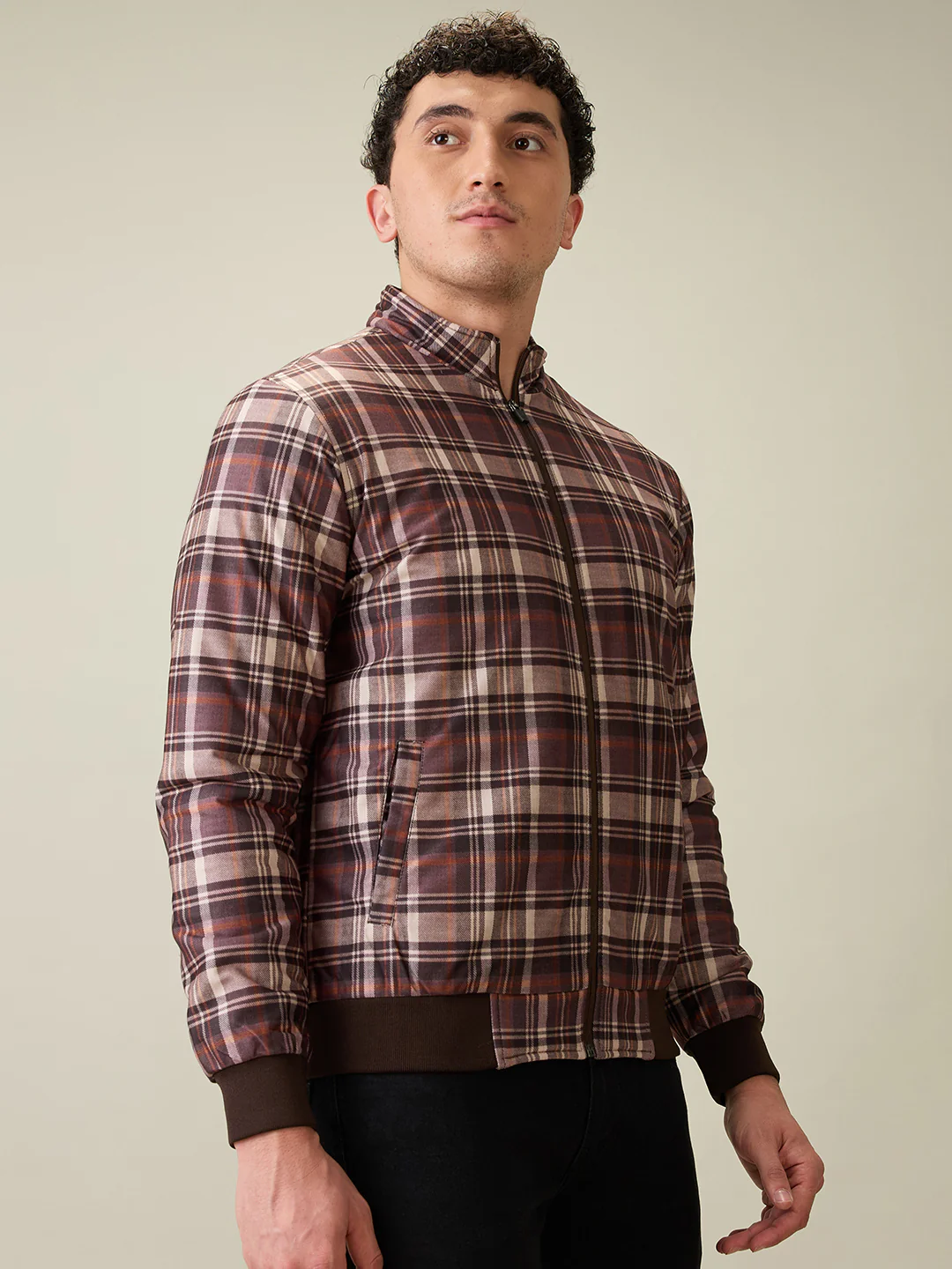 Parx Men Black Checks Polyester Full Sleeve Jacket - Image 2