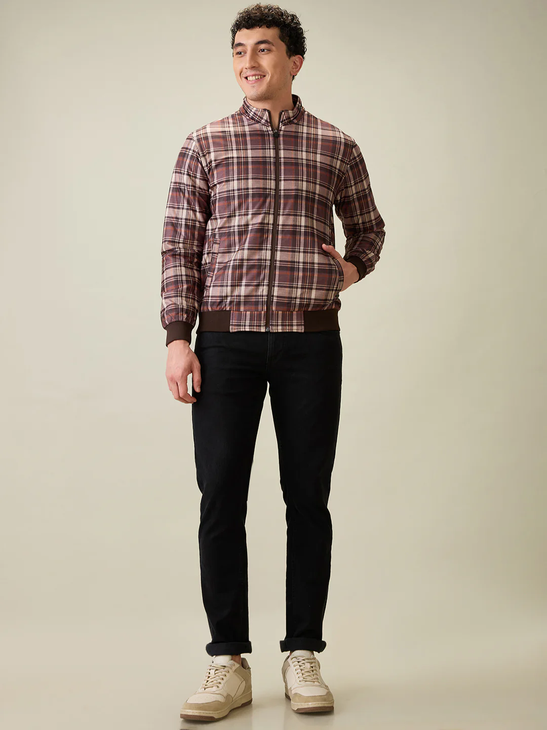 Parx Men Black Checks Polyester Full Sleeve Jacket - Image 5
