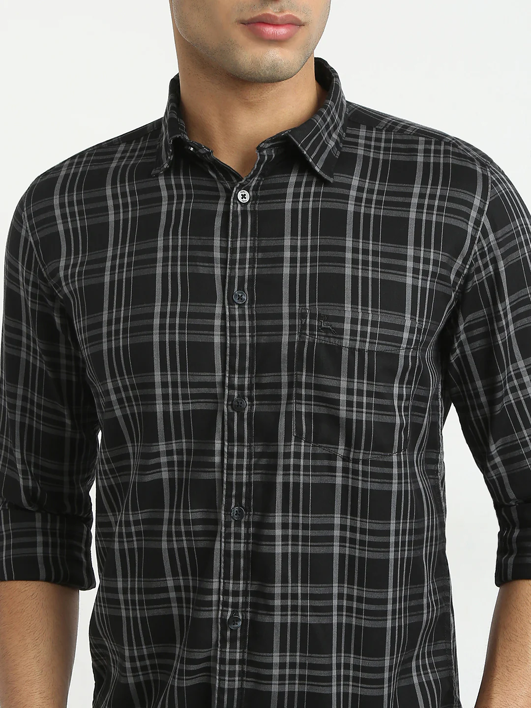 Parx Men Black Checks Slim Fit Cotton Blend Casual Shirt - Image 6