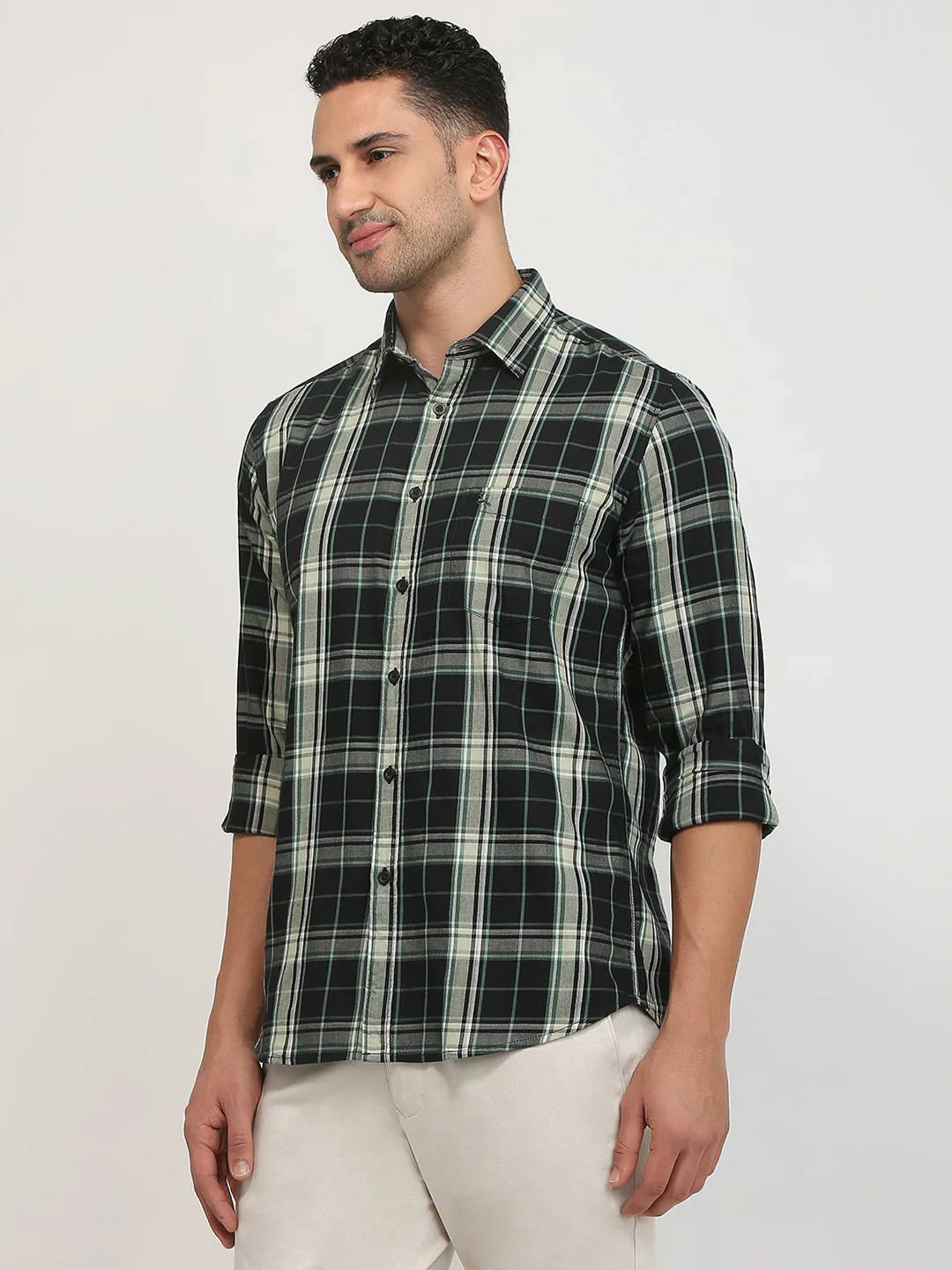 Parx Men Black Checks Slim Fit Cotton Casual Shirt - Image 2