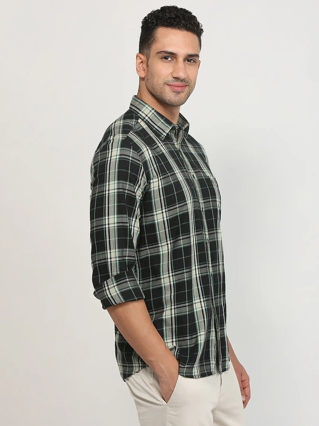 Parx Men Black Checks Slim Fit Cotton Casual Shirt - Image 3