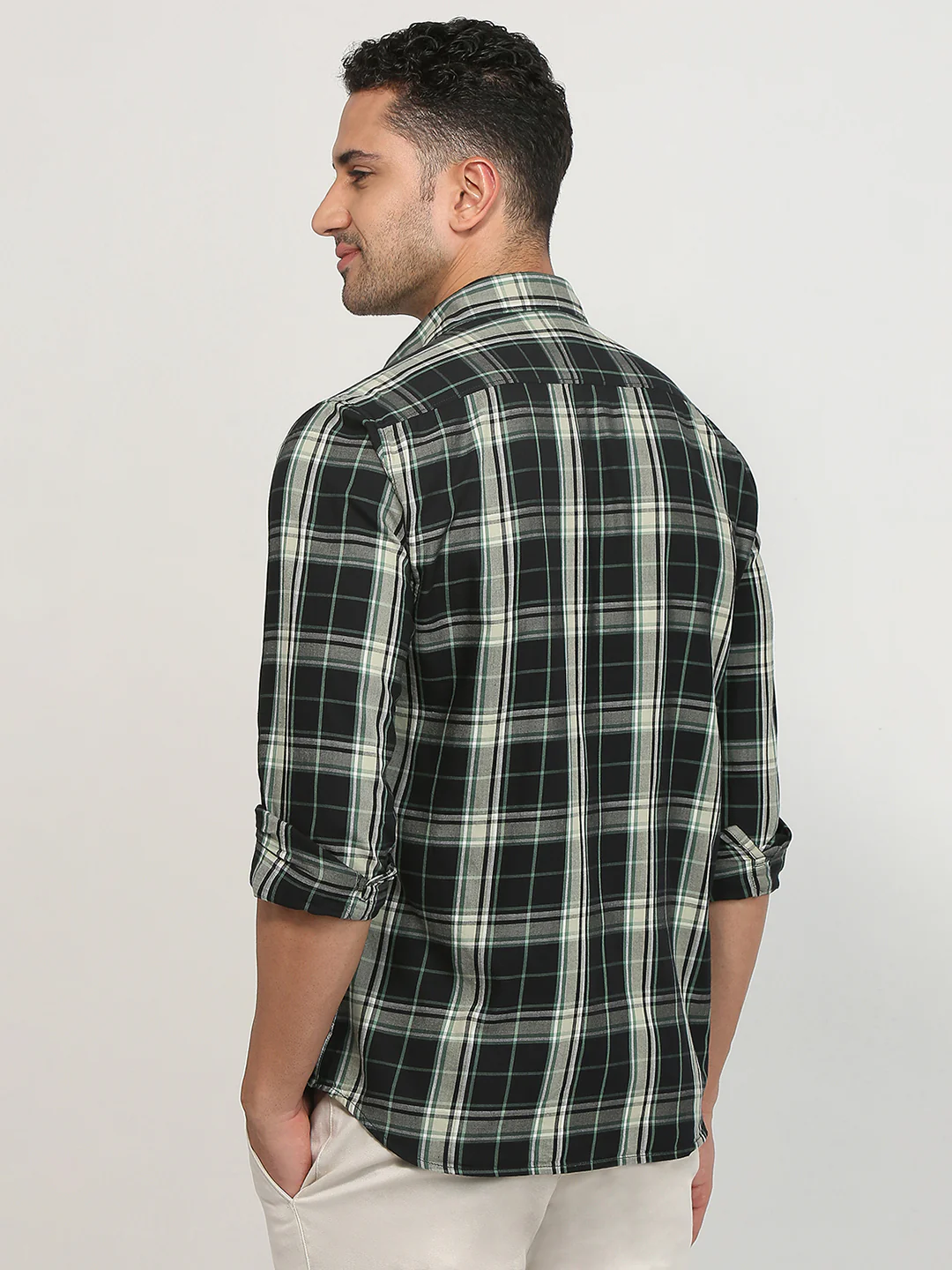 Parx Men Black Checks Slim Fit Cotton Casual Shirt - Image 4
