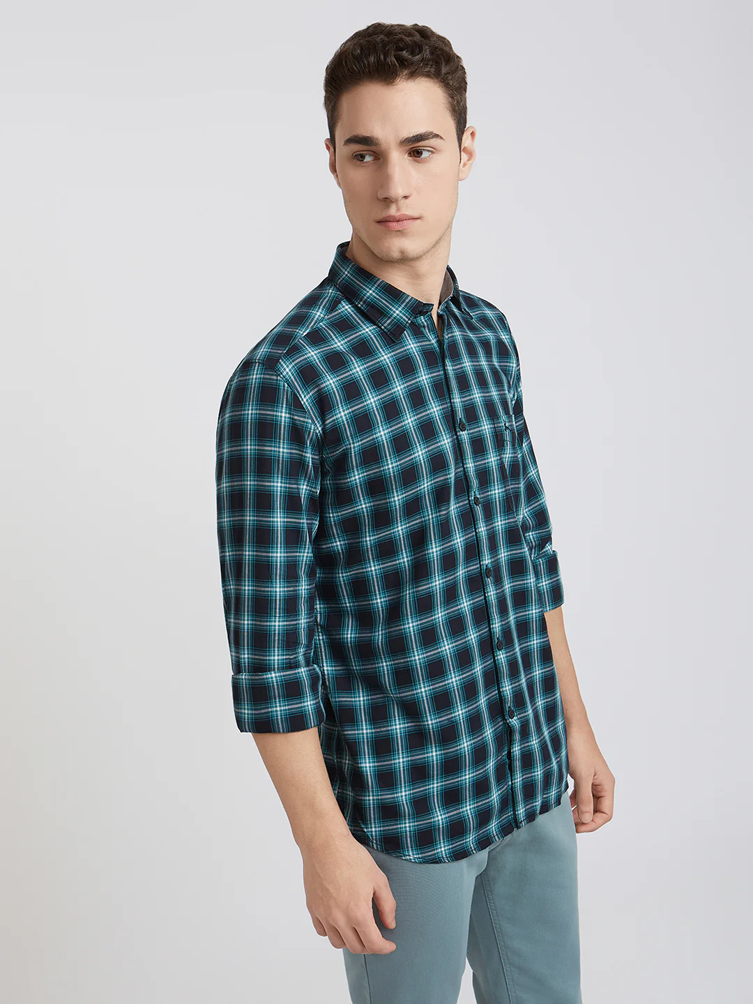 Parx Men Green Checks Slim Fit Cotton Casual Shirt - Image 2