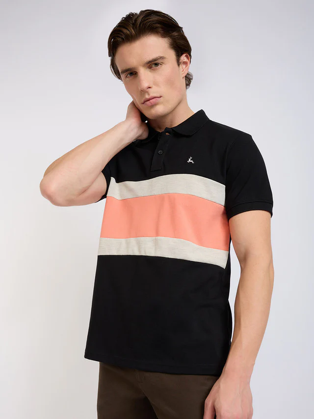 Parx Men Black Cut & Sew Regular Fit Cotton Blend T-Shirt - Image 2