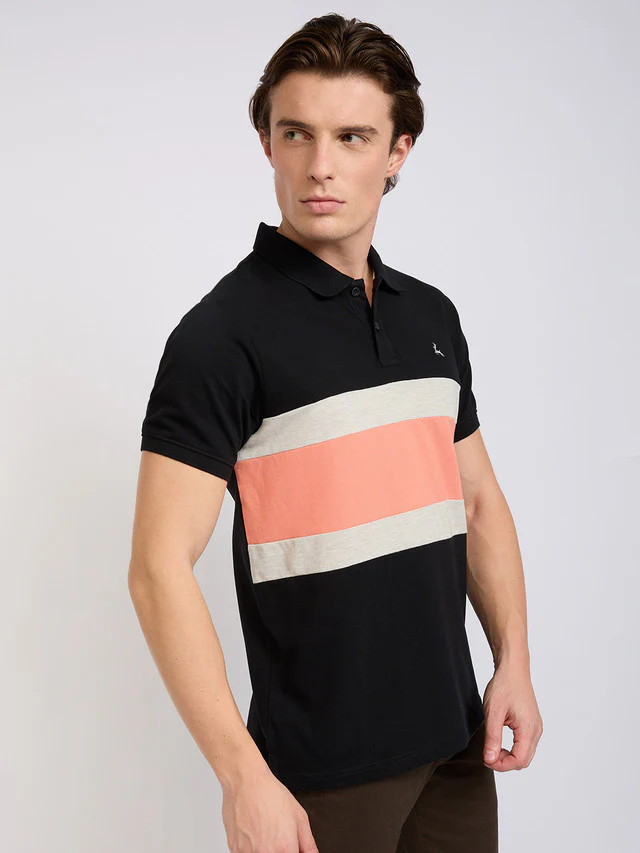 Parx Men Black Cut & Sew Regular Fit Cotton Blend T-Shirt - Image 3