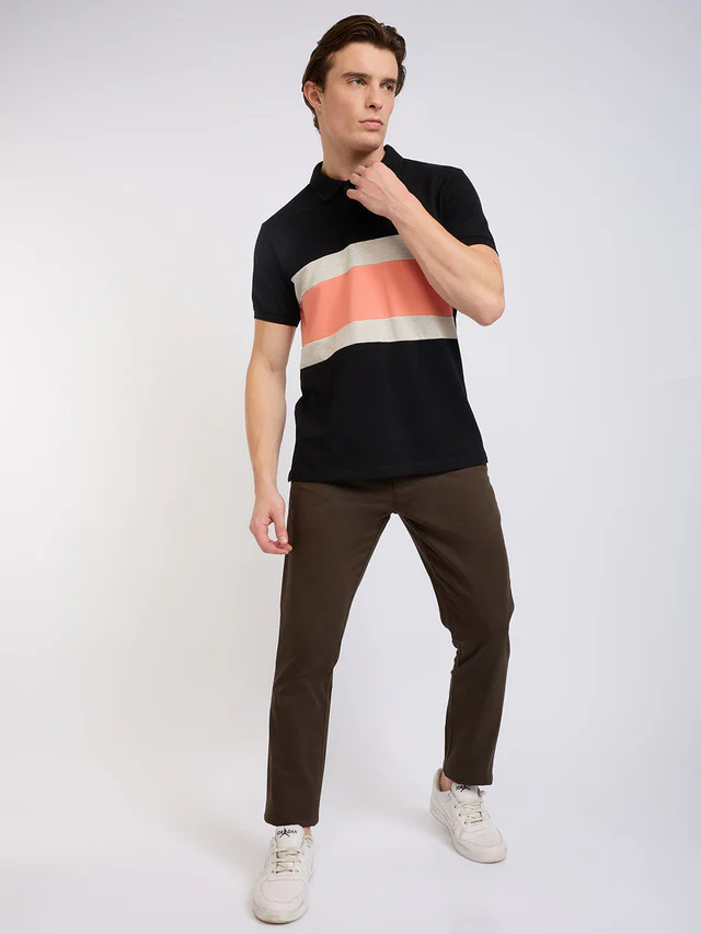 Parx Men Black Cut & Sew Regular Fit Cotton Blend T-Shirt - Image 4