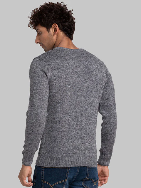 Parx Men Black Jacquard Acrylic Sweater - Image 4