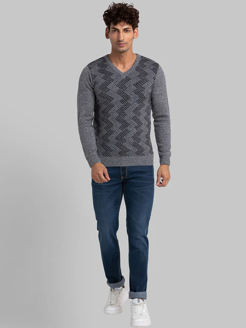 Parx Men Black Jacquard Acrylic Sweater - Image 5