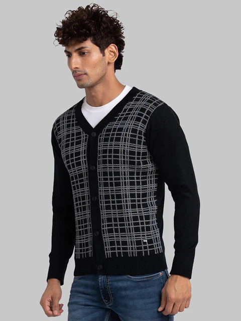 Parx Men Black Jacquard Acrylic Sweater - Image 3