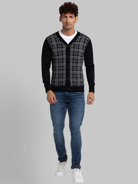 Parx Men Black Jacquard Acrylic Sweater - Image 5