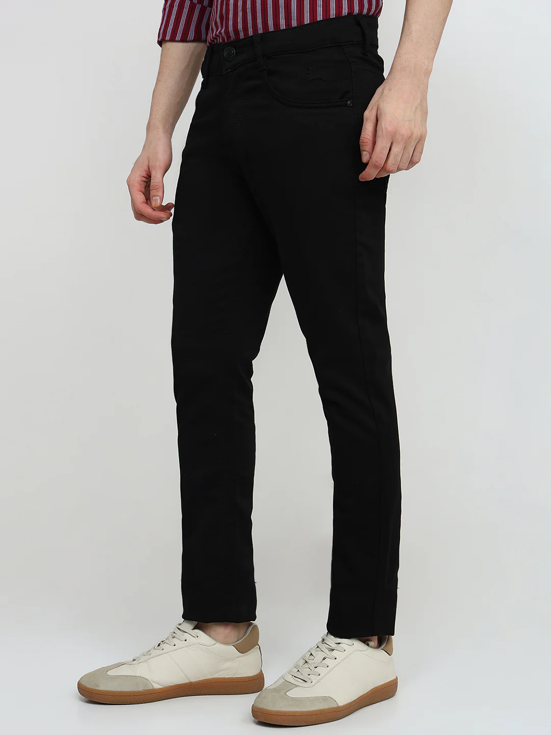 Parx Men Black Knitted Slim Tapered Fit Cotton Blend Jeans - Image 2